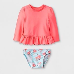 NWT Cat & Jack Flamingo Two Piece Swimsuit